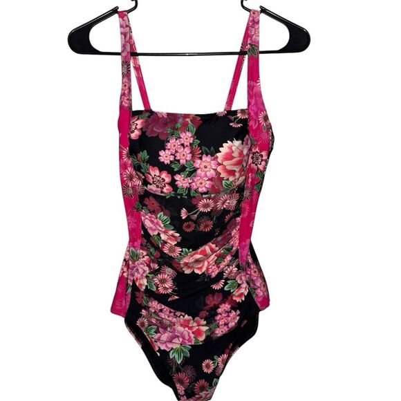 JOHNNY WAS PINK FLORAL RUCHED ONE PIECE. - RETAIL $198 - Picture 11 of 16